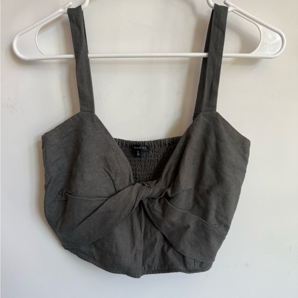 Grey green dynamite crop top